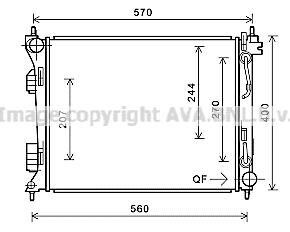 Радіатор охолодження двигуна Hyundai Accent (11-17) 1.6 CRDi AT AVA AVA COOLING hy2270