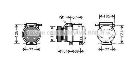 AVA HYUNDAI Компресор кондиціонера TUCSON 2.0 04-, ELANTRA III 1.6, 1.8, 2.0 00-, KIA AVA COOLING hyak222