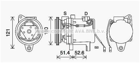 AVA SMART Компресор кондиціонера CABRIO 0.6-0.8, CITY-COUPE 0.6-0.8, FORTWO 0.6-0.8 AVA COOLING mcak019