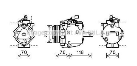 AVA MITSUBISHI Компресор кондиціонера COLT VI 1.1, 1.3, 1.5 04- AVA COOLING mtak224