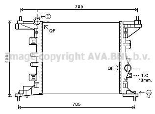 AVA OPEL Радіатор системи охолодження двигуна MERIVA B 1.4 10-, NISSAN NV400 dCi 170 15-, VAUXHALL AVA COOLING ol2568