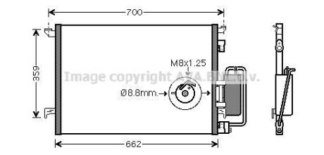 Радіатор кондиціонера Opel Vectra C 02>08 AVA AVA COOLING ola5333d