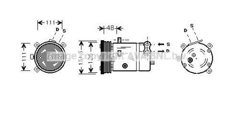 AVA OPEL Компресор кондиціонера Astra F, Calibra A, Vectra A AVA COOLING olak280