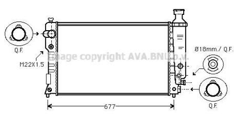 AVA PEUGEOT Радіатор охолодження двиг. PEUGEOT 405 1.4-2.0 92- AVA COOLING pea2125
