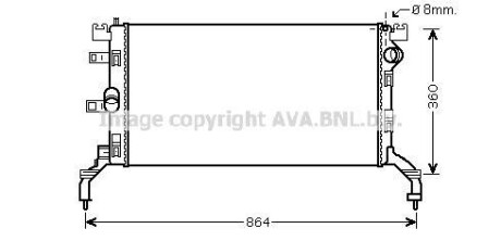 Радіатор охолодження двигуна Renault Laguna III (08-) 1,5d 2,0d MT AVA Renault Laguna, Latitude AVA COOLING rt2415