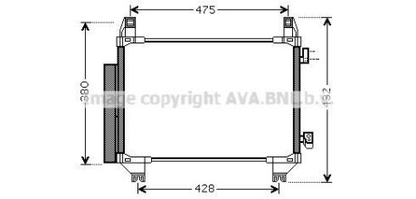 AVA TOYOTA Радіатор кондиціонера (конденсатор) з осушувачем YARIS 1.0, 1.3 10- Toyota Yaris AVA COOLING to5665d