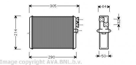 Теплообмінник, Система опалення салону Volvo S80, XC90, XC70, V70, S60 AVA COOLING voa6110