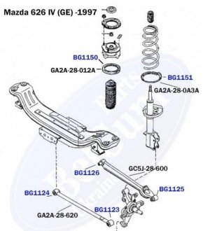 Сайлентблок важеля (заднього/ззовні) Mazda 626 92-97 (31.5x14x41/31) Mazda 626 BelGum bg1123