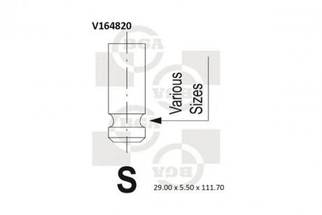 Купить Клапан впуск. LANCER 1.6 03- Mitsubishi Space Star, Lancer BGA v164820 (фото1) подбор по VIN коду, цена 243 грн.