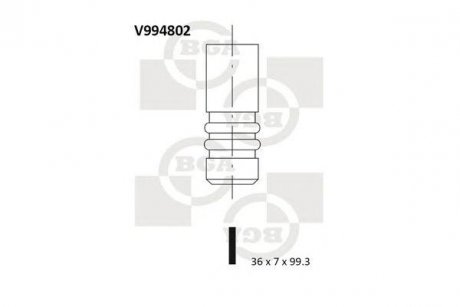 Клапан впускний (3 канавки)) VW Golf,Polo 1.05-1.4 85-92 BGA v994802