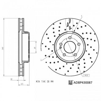 DB диск гальм. передній (342мм))) W205/W213 BLUE PRINT adbp430087