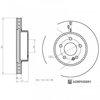 Диск гальм. передн. DB C205 Mercedes W205, S205, C205, W213, S213, A124, A207, A238 BLUE PRINT adbp430091