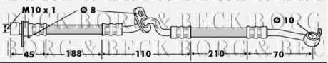 Тормозной шланг передний, левый BORG & BECK bbh7484