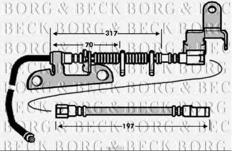 Тормозной шланг задний, правый BORG & BECK bbh7553