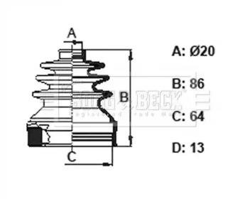 Пыльник приводного вала кт Renault Scenic, Dacia Logan, Renault Megane, Twingo, Grand Scenic BORG & BECK bcb6157