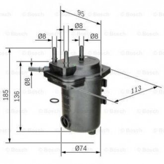 Купити Фільтр паливний Renault Megane, Scenic, Grand Scenic BOSCH 0450907012 (фото1) підбір по VIN коду, ціна 1052 грн.