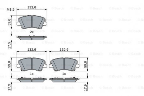 Тормозные колодки дисковые Hyundai I30, Veloster, KIA Ceed, Pro Ceed BOSCH 0986424863