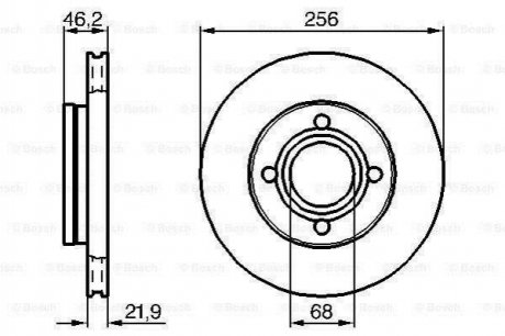 Диск гальмівний перед. (Вентіл.) AUDI 80 86-91, 100 -90 (256*22) BOSCH 0986478018