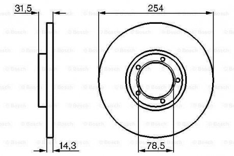 FORD Диск тормозной передний. TRANSIT 86- 254 14,3 12.9 BOSCH 0986478345