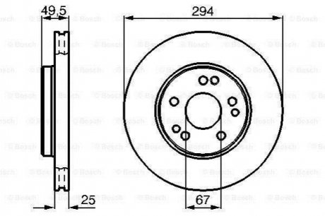 Диск тормозной Mercedes W124, S124, A124, A207, A238, C124, C207, C238 BOSCH 0 986 478 428