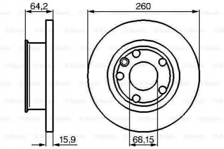 Диск тормозной перед. VW T4 1,8 -92 (260*16) Volkswagen Transporter BOSCH 0986478547