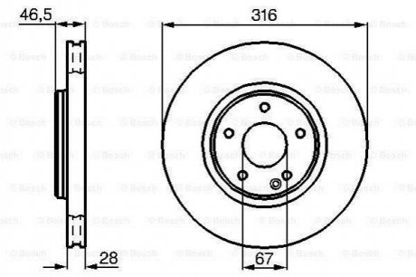 Купити Гальмівний диск перед..) DB W210 3,2-5,0 (316*28) Mercedes W202, W210, S210, CLK-Class BOSCH 0986478625 (фото1) підбір по VIN коду, ціна 1968 грн.