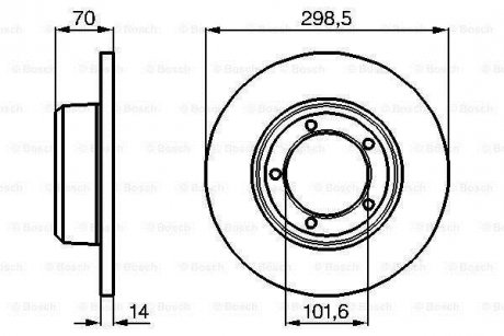 LAND ROVER ДИСК ГАЛЬМIВНИЙ ПЕРЕДНIЙ. Defender, Discovery, Range Rover 86- BOSCH 0986478827