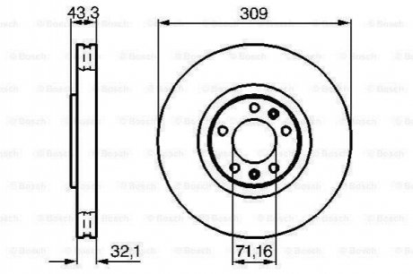 Тормозной диск пер. PEUGEOT 607 3.0 v6 Peugeot 607 BOSCH 0986479027