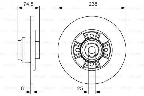 Тормозной диск Renault 19, Megane, Clio BOSCH 0986479760