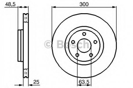 Диск гальмівний (передній) Ford Focus 04-/Kuga 08-/Transit Connect 13- (300x25) BOSCH 0 986 479 C52