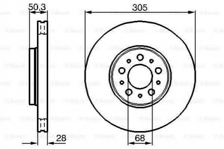 Диск гальмівний (передній) Volvo S60/S80/V70 00- (305x28) BOSCH 0 986 479 C59