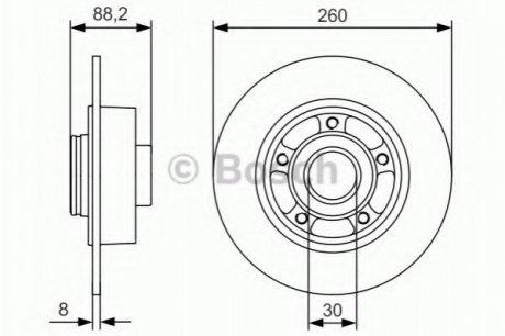 Диск гальмівний (задній) Renault Megane 08- (260x8) (+ABS) (з підшипником) Renault Megane, Scenic, Grand Scenic, Clio BOSCH 0 986 479 C88