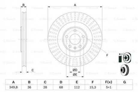 Гальмівний диск AUDI/VW A6/A8/E-Tron/Q7/Q8/Touareg \'\'R \'\'17>> BOSCH 0986479E41