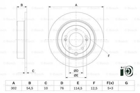 Тормозной диск Hyundai Tucson, IX35 BOSCH 0986479E45