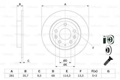 Диск торм. зад. MAZDA CX-3 15- Mazda CX-3 BOSCH 0986479E55