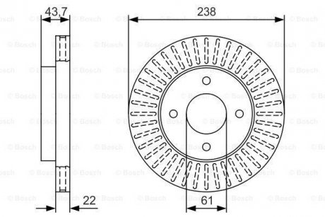 Диск торм. пер. NISSAN MICRA -10 Nissan Note, Micra, Tiida BOSCH 0986479T42