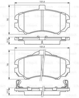 Купити ГАЛЬМІВНІ КОЛОДКИ ДИСКОВІ Hyundai Elantra BOSCH 0986494426 (фото1) підбір по VIN коду, ціна 1607 грн.