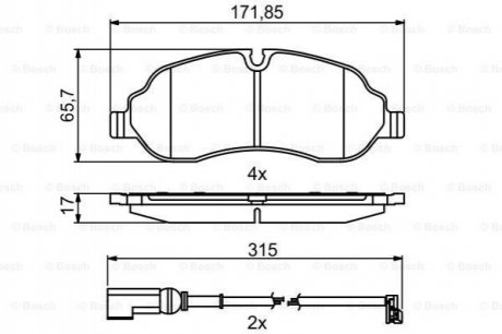 Купить Комплект тормозных колодок из 4 шт. дисков Ford Transit BOSCH 0986494845 (фото1) подбор по VIN коду, цена 1615 грн.