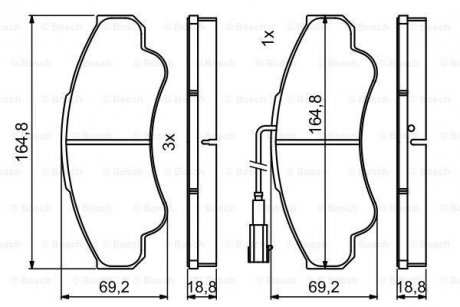 ГАЛЬМІВНІ КОЛОДКИ ДИСКОВІ Peugeot Boxer, Fiat Ducato, Citroen Jumper BOSCH 0986494850