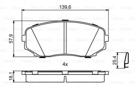 Колодки гальмівні (передні) Mazda CX-7 2.2-3.7 06- Mitsubishi Eclipse Cross BOSCH 0 986 494 879
