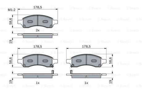 CHEVROLET К-т гальм. колодок передн. TRAILBLAZER 02-, GMC BOSCH 0986494966