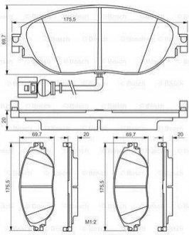 Купить Комплект тормозных колодок из 4 шт. дисков Volkswagen Passat, Sharan, Skoda Superb, Seat Leon, Volkswagen CC, Golf, Audi A3, Skoda Octavia BOSCH 0986495350 (фото1) подбор по VIN коду, цена 1732 грн.