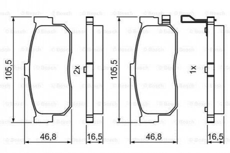 Гальмівні колодки задні. NISSAN Almera 00- Maxima QX 00- Nissan Sunny, Primera, Maxima, Almera BOSCH 0986495387