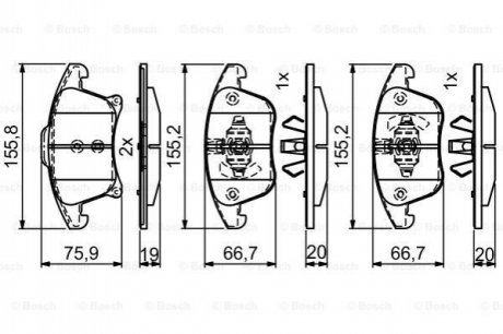 FORD Колодлки торм. пер. Mondeo 14-, Galaxy, S-Max 15- BOSCH 0986495407