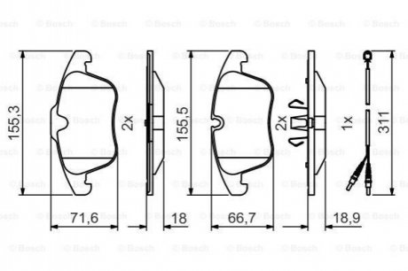 Купить Тормозные колодки передн. С5 (X7) Peugeot 508, Citroen C5, Peugeot 407 BOSCH 0986495474 (фото1) подбор по VIN коду, цена 1290 грн.