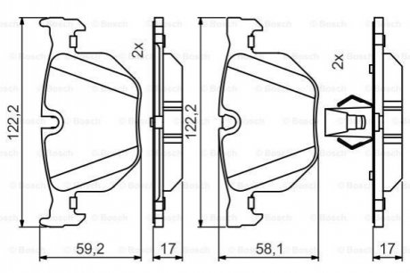 Купити Гальмівні колодки задні. BMW E90 E60 E70 2,0-3,0 BMW E60, E61, E63, E64 BOSCH 0986495481 (фото1) підбір по VIN коду, ціна 1104 грн.