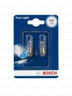 Автолампа H6W 12V 6W BAX9s Pure Light (BL/к-кт 2шт).) BOSCH 1987301035