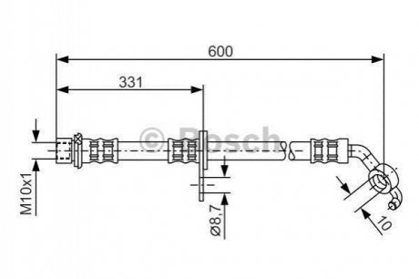 Шланг гальмівний (передній) Toyota RAV4 1.8/2.0 16V 00-05 (L) (L=585mm) BOSCH 1 987 476 108