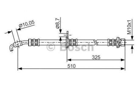 Шланг гальмівний пров. лівий TOYOTA Avensis -03 Toyota Avensis BOSCH 1987476764