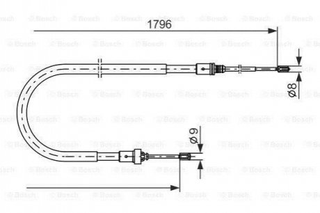 Трос ручника (задній) Peugeot 207 1.4/1.6 HDi 06-13 (1796/945mm) BOSCH 1 987 477 235